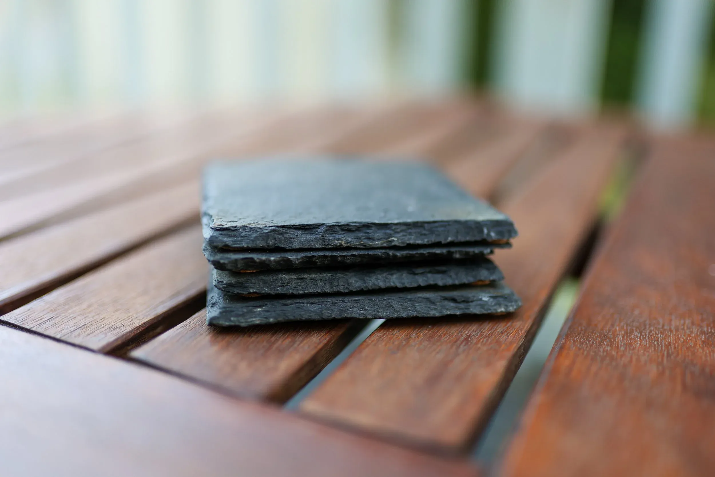 Reclaimed slate coasters with their kraft gift box